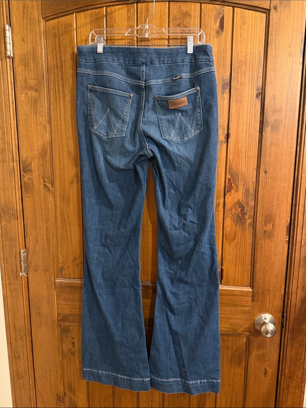 Wrangler Dark Blue Flare pull on Jeans - Womens Wide Leg